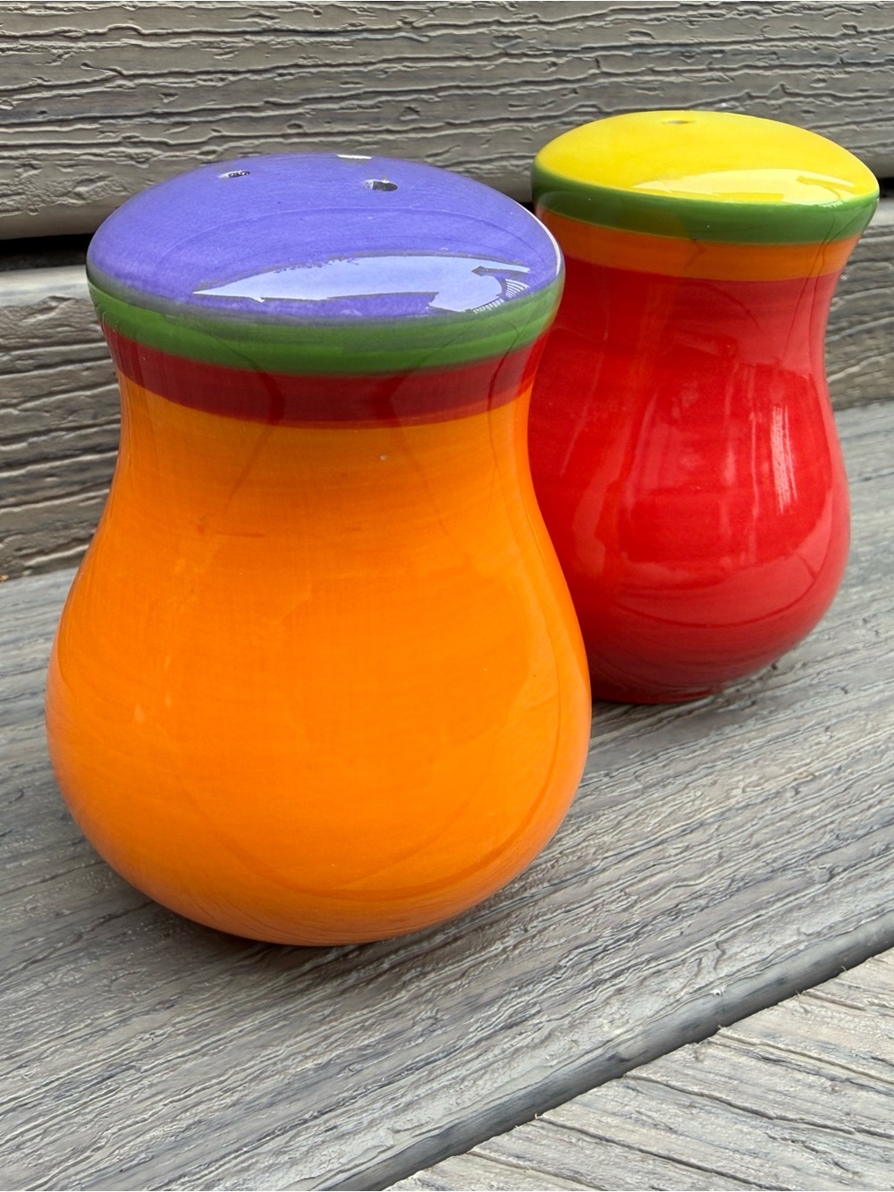 Dansk Vintage Caribe Aruba Salt & Pepper Shakers Hand Painted Ceramic